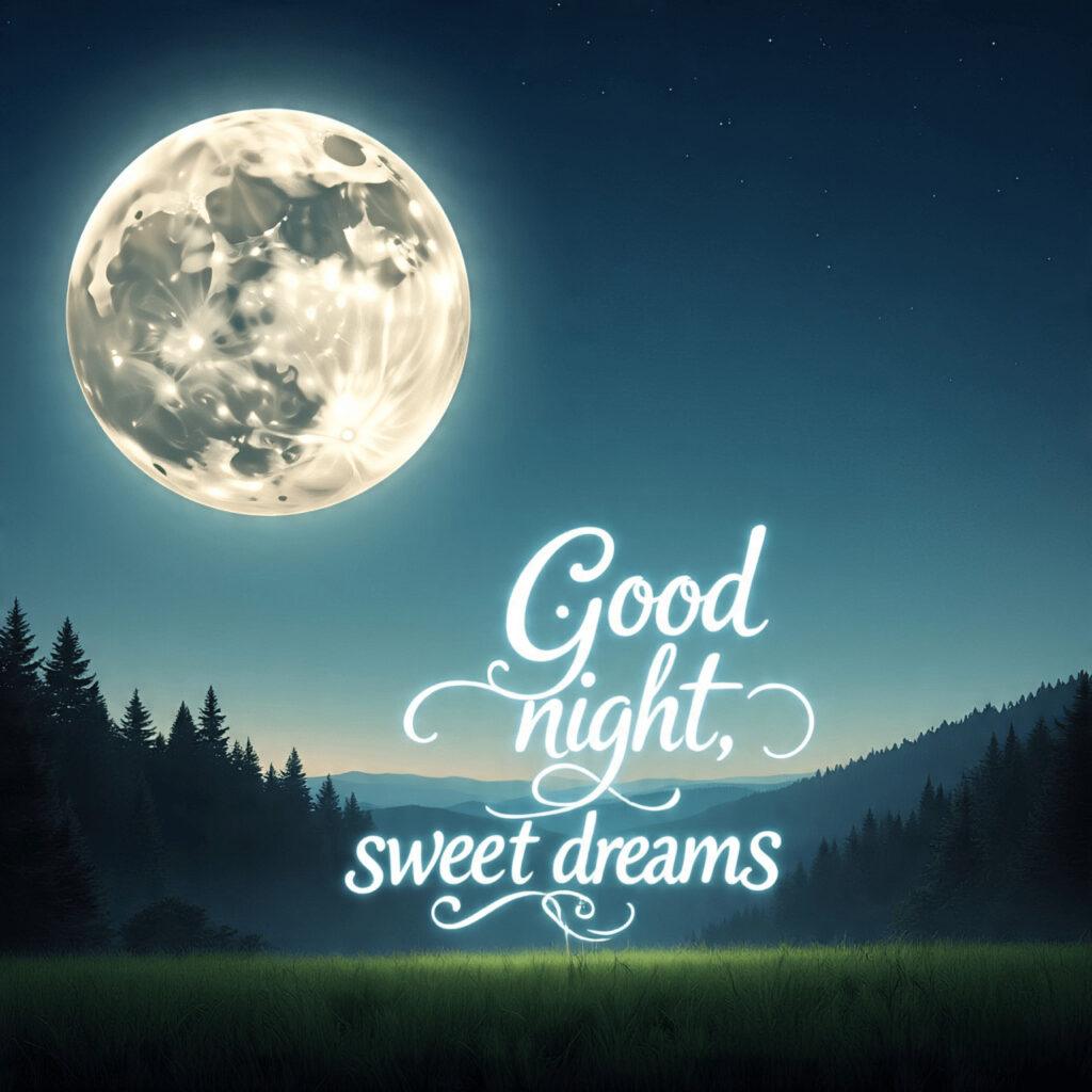 good night  with moon and sweet dreams