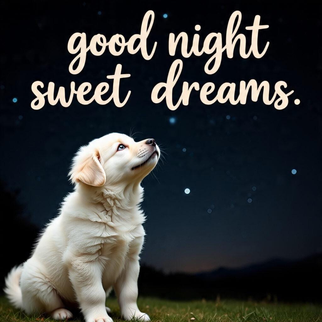 good night images with puppy