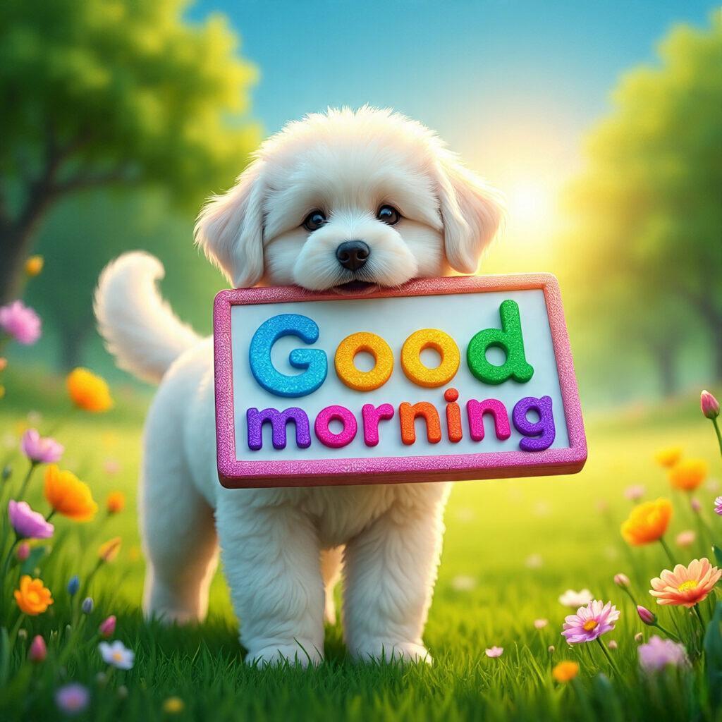good morning with puppy